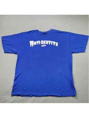 Vintage Seinfeld T-Shirt Size XL Blue Anti-Dentite Funny Humor 90s Y2K Dentist